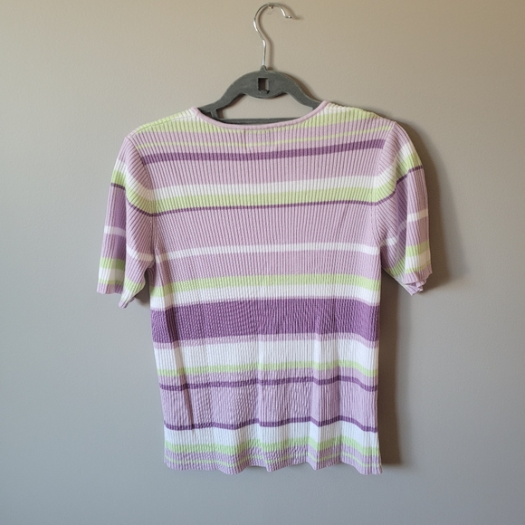 Pastel purple stripe ribbed top 90s tee - Picture 6 of 6